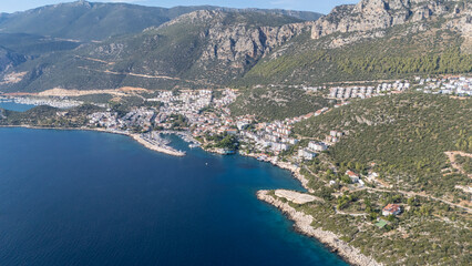 Obraz premium Scenic Aerial View of Kas Harbor and Surrounding Hills