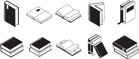 Isometric Book Icons Collection books open book