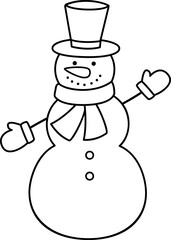 Classic Christmas snowman outline vector.
Children's coloring page and template.
Transparent background. SVG.
