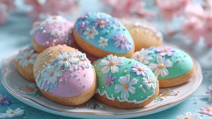 Celebrating spring with colorful flower decorated cookies a sweet tribute to renewal and joy presented with soft