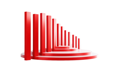 Red bar graph ascending in concentric circles