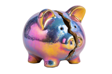 Broken piggy bank, iridescent glaze