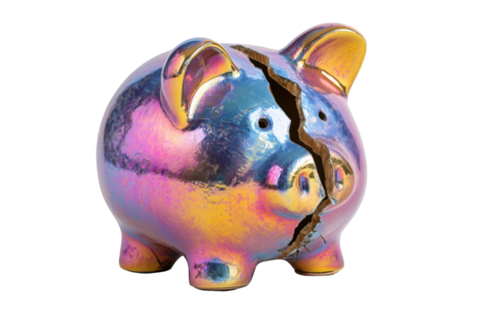 Broken piggy bank, iridescent glaze
