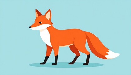Fototapeta premium Stylized illustration of a red fox with a white chest, standing alert