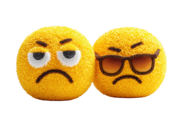 Two yellow emoji faces, one with sunglasses