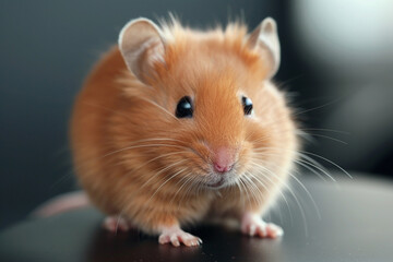 A cute and curious brown rodent exploring its natural habitat on a sleek black surface, perfect for nature or animal-themed designs  