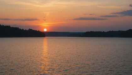 sunset over the river,sunset over the river, sunrise in the mountains, moonlight on the lake, fog in the forest, sunlight through the trees, stars above the ocean, mist over the valley, twilight by 