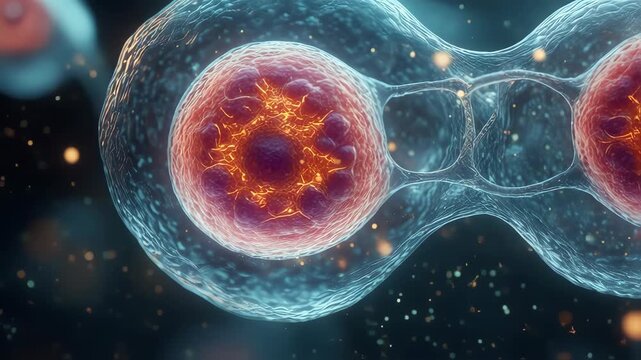 Close up of nucleus cell in dark background futuristics concept video footage for learning science, medical, biology