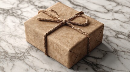 A thoughtfully wrapped gift brown paper and twine embodies love and connection for a heartfelt birthday surprise on