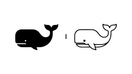 Whale icon set with transparent background