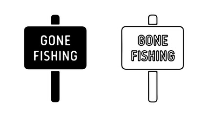 Gone fishing sign with transparent background