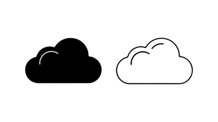 Cloud icons with outline and solid fill with transparent background