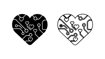 Heart circuit board with transparent background