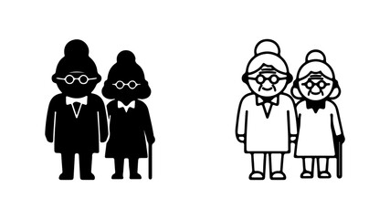 Elderly couple icons with transparent background