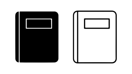 Notebook icons with outline and solid fill with transparent background