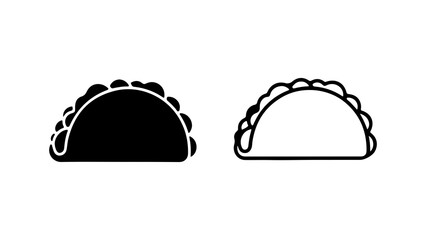 Taco outline and solid icons with transparent background
