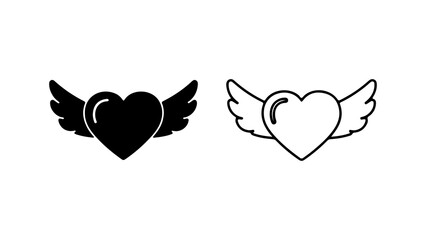Winged heart icon with transparent background