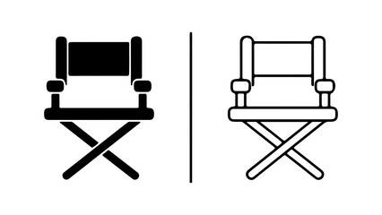 Director's chair outline and solid with transparent background