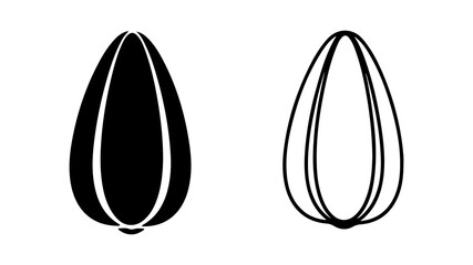 Sunflower seeds outline and solid with transparent background