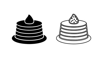 Pancakes stack with syrup and strawberry with transparent background