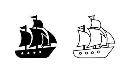 Sailing ship icons with transparent background