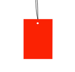 red blank price tag with string isolated on white background