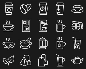 Simple Set of Coffee and Tea Related Vector Line Icons