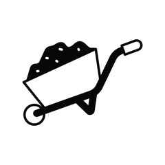 Wheelbarrow icon with white background vector stock illustration