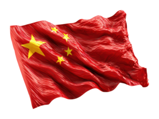 Waving chinese flag a symbol of cultural pride and patriotism isolated on transparent background