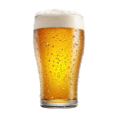 Golden Beer in a Glass with Foam Head and Refreshing Texture