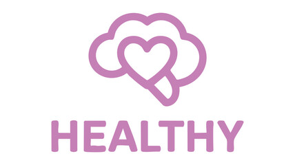 Heart and brain icon with healthy text for wellness and medical branding