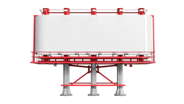 Red and white industrial tank