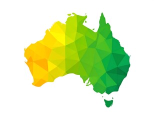 Obraz premium Geometric depiction of the Australian continent using a vibrant, layered color palette