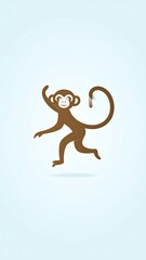 Simple cartoon monkey jumping in a blue gradient backdrop
