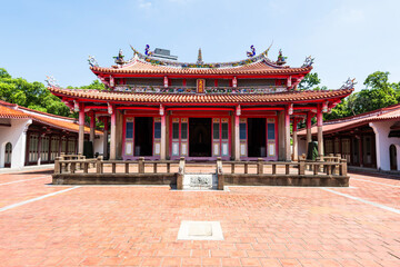 Old building view of the Confucius Temple in Hsinchu City, Taiwan. This is a historical heritage with a Chinese-style building that is over a hundred years old.