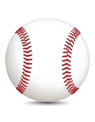 Isolated, crisp baseball with visible red stitching and realistic shading