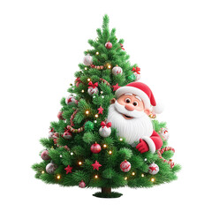 Obraz premium santa claus and christmas. Cheerful Santa Claus with decorated Christmas tree.