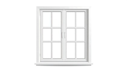 Obraz premium Isolated double window design with grid pattern on a white wall