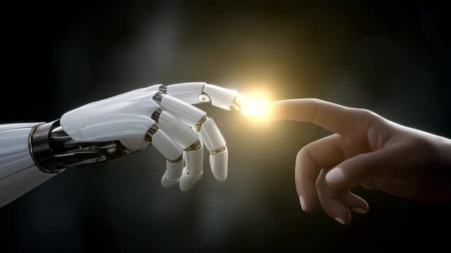Humanoid robot learning to interpret human emotions through visual sensors, symbolizing adaptive intelligence, emotional computing, and realistic AI behavioral design. cinematic color correction,