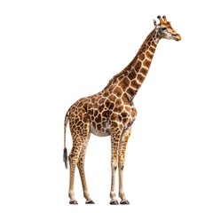 Naklejka premium Giraffe right-facing side profile isolated