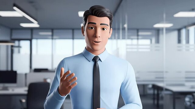 Animated Male Character in Office Setting