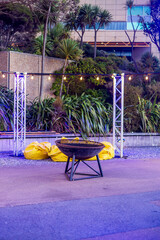 Outdoor Fire Pit with Festive Lights at Matariki Celebration Wellington New Zealand