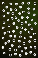 White Skulls Pattern - vector illustration
Vector pattern of doodled white skulls on a green background.