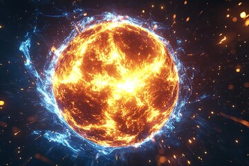 Obraz premium Glowing fireball surrounded by wispy blue gas high resolution picture