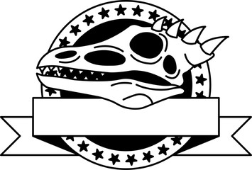 black and white logotype of A dinosaur skull
