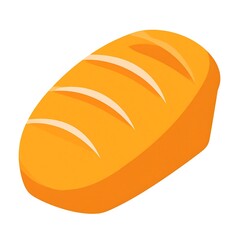 Isometric view of a freshly baked loaf of bread, golden and crusty