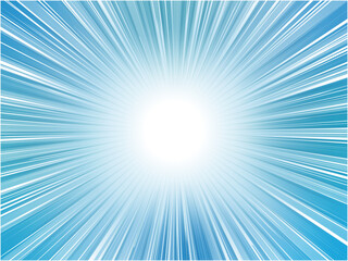 Blue Speed Lines Burst Background with Bright Light