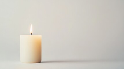 Softly glowing candle illuminates a serene space, creating a peaceful ambiance during a quiet evening