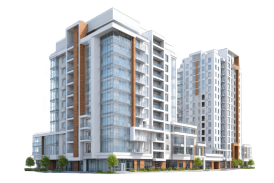 Modern apartment buildings, city view