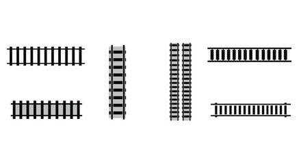 Arrangement of black railway tracks depicting different track configurations